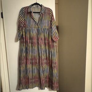 Alembika Gingham Midi Dress | Size 3 (Approx. L/XL)